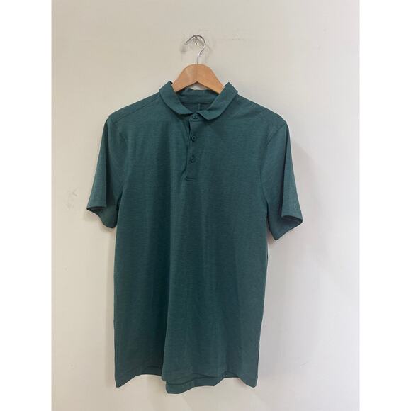 Lululemon Evolution Short Sleeve Polo Storm Teal Men's Sz Med Golf Athleisure - Picture 1 of 3